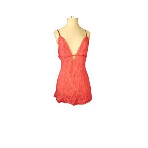 Victoria's Secret Red Lace Slip Nightgown Size Medium.